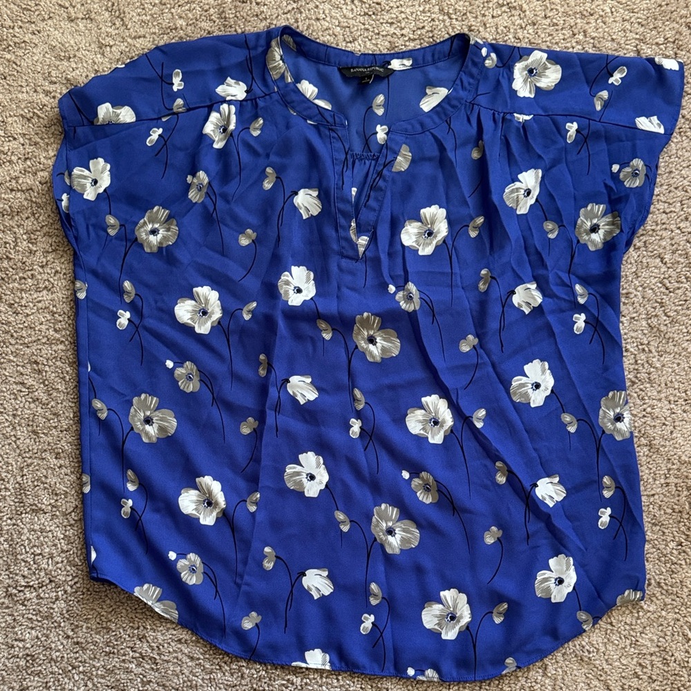 Banana Republic Blue Floral Blouse